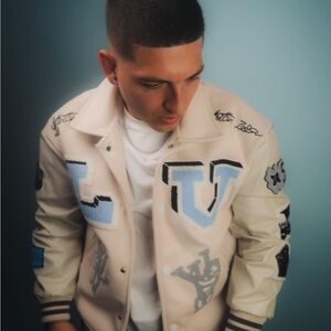 Louis Vuitton Cream and Light Blue Bomber Jacket